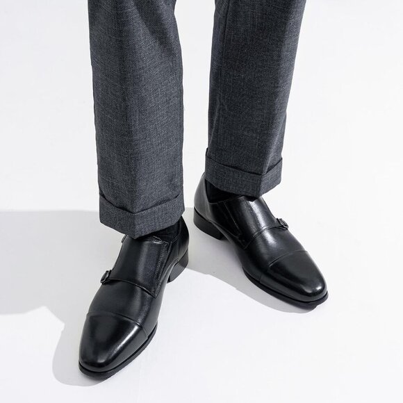 〽️Men\'s Leather black Jousen Dress Monk Strap Loafers Formal Business Wear Shoes main image 9